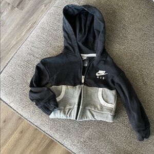 Nike Kids Black and Gray Two-Tone Zip Hoodie - Size 2T
